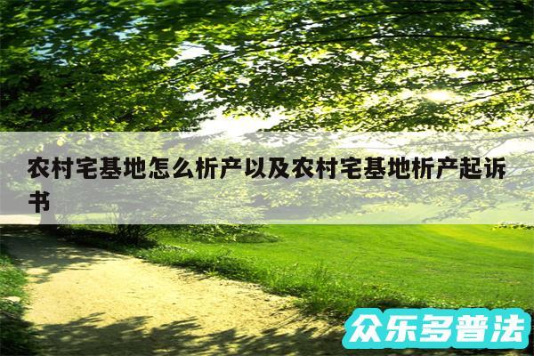 农村宅基地怎么析产以及农村宅基地析产起诉书