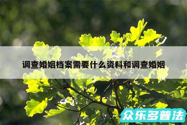 调查婚姻档案需要什么资料和调查婚姻