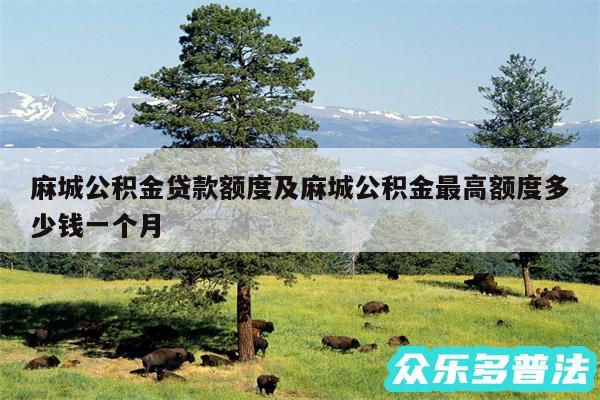 麻城公积金贷款额度及麻城公积金最高额度多少钱一个月