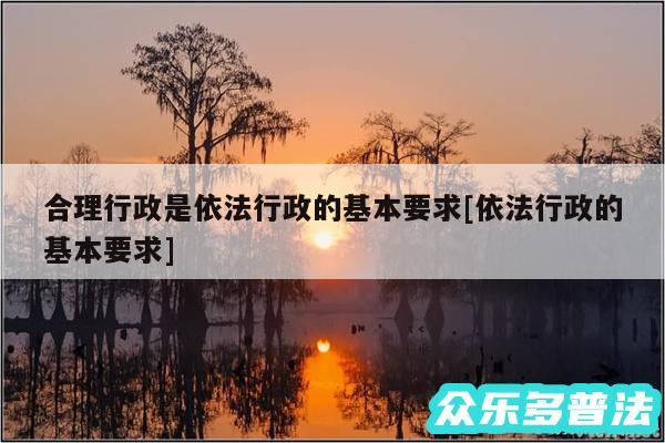 合理行政是依法行政的基本要求及依法行政的基本要求