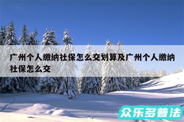广州个人缴纳社保怎么交划算及广州个人缴纳社保怎么交