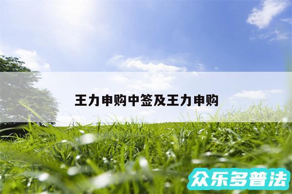王力申购中签及王力申购