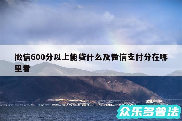 微信600分以上能贷什么及微信支付分在哪里看