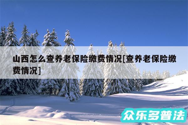 山西怎么查养老保险缴费情况及查养老保险缴费情况