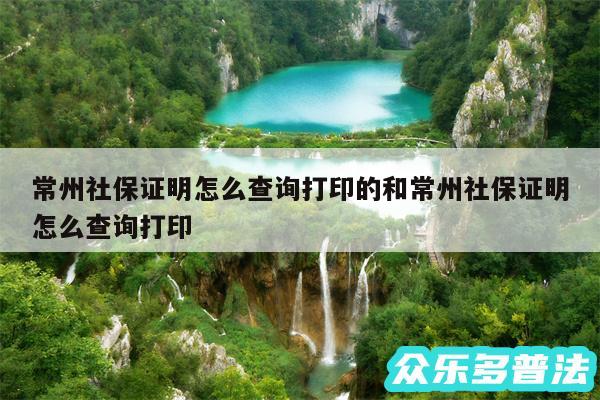 常州社保证明怎么查询打印的和常州社保证明怎么查询打印