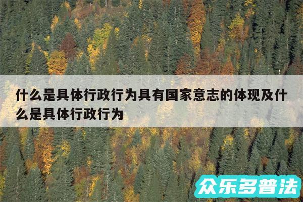 什么是具体行政行为具有国家意志的体现及什么是具体行政行为