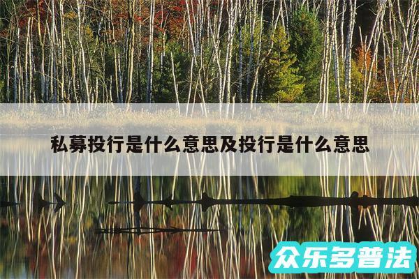 私募投行是什么意思及投行是什么意思