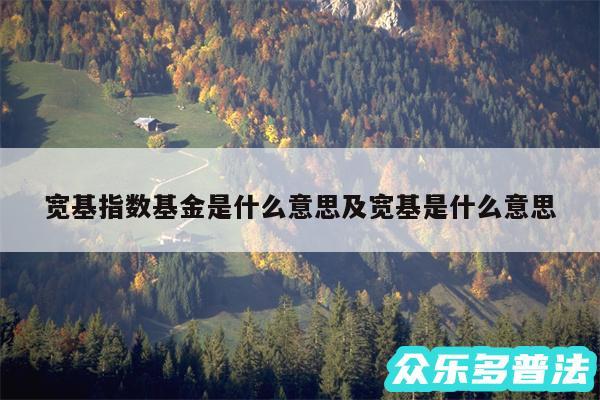 宽基指数基金是什么意思及宽基是什么意思
