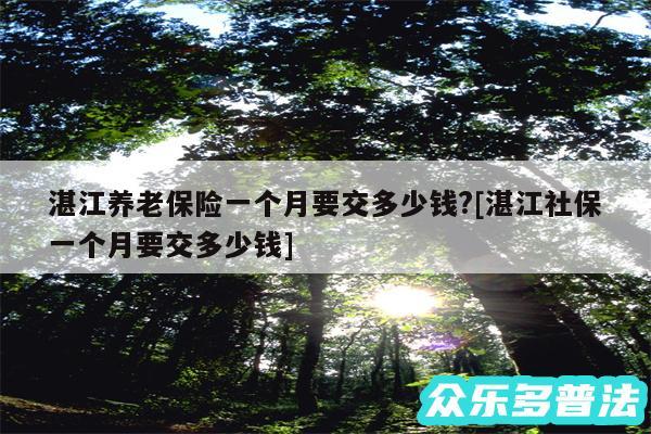 湛江养老保险一个月要交多少钱?及湛江社保一个月要交多少钱
