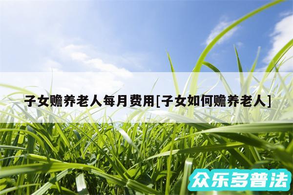 子女赡养老人每月费用及子女如何赡养老人