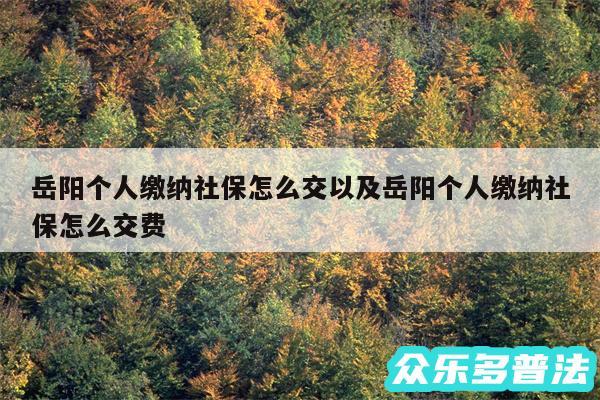 岳阳个人缴纳社保怎么交以及岳阳个人缴纳社保怎么交费