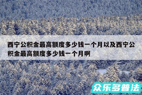西宁公积金最高额度多少钱一个月以及西宁公积金最高额度多少钱一个月啊