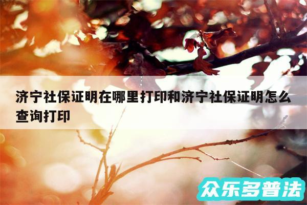 济宁社保证明在哪里打印和济宁社保证明怎么查询打印