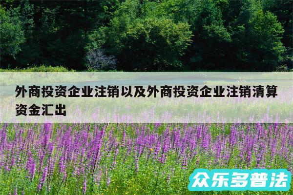 外商投资企业注销以及外商投资企业注销清算资金汇出