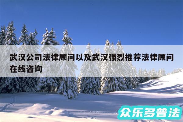 武汉公司法律顾问以及武汉强烈推荐法律顾问在线咨询