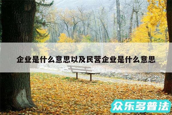 企业是什么意思以及民营企业是什么意思