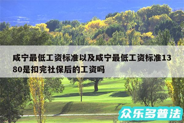 咸宁最低工资标准以及咸宁最低工资标准1380是扣完社保后的工资吗