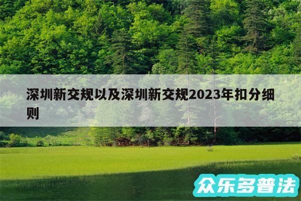 深圳新交规以及深圳新交规2024年扣分细则