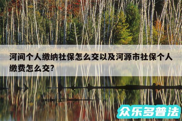 河间个人缴纳社保怎么交以及河源市社保个人缴费怎么交?