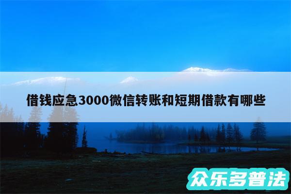 借钱应急3000微信转账和短期借款有哪些