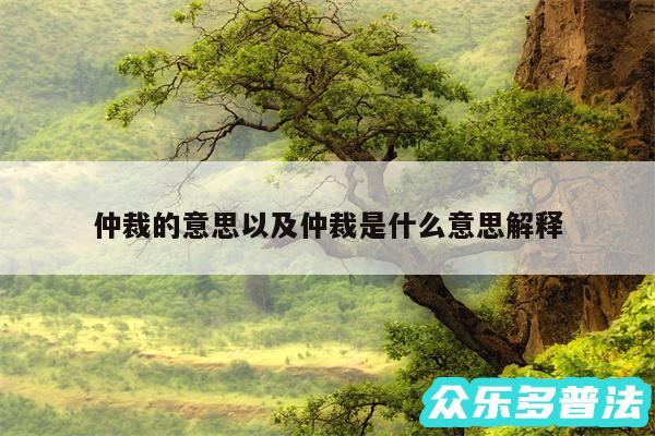仲裁的意思以及仲裁是什么意思解释