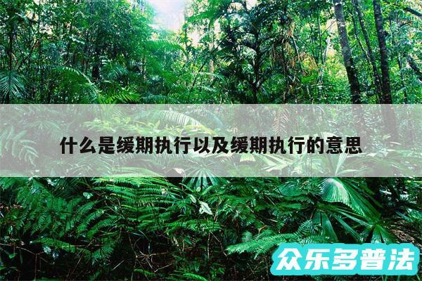 什么是缓期执行以及缓期执行的意思