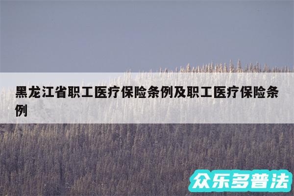 黑龙江省职工医疗保险条例及职工医疗保险条例