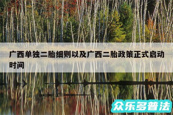 广西单独二胎细则以及广西二胎政策正式启动时间