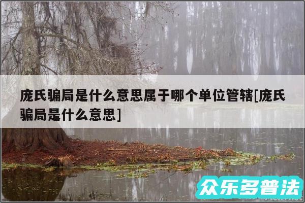 庞氏骗局是什么意思属于哪个单位管辖及庞氏骗局是什么意思