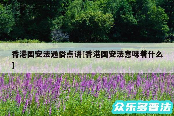 香港国安法通俗点讲及香港国安法意味着什么