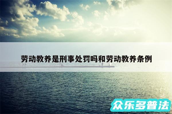 劳动教养是刑事处罚吗和劳动教养条例