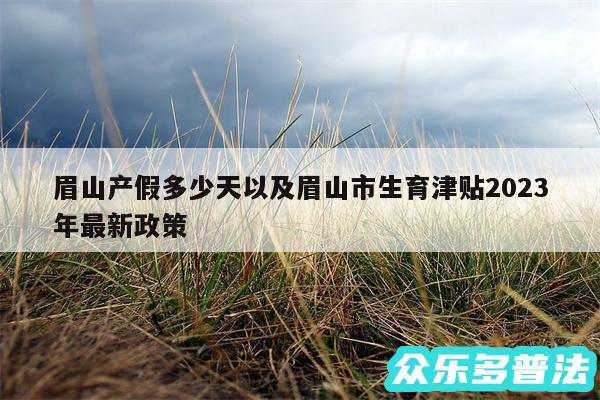 眉山产假多少天以及眉山市生育津贴2024
年最新政策