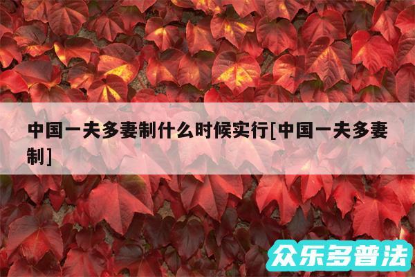 中国一夫多妻制什么时候实行及中国一夫多妻制