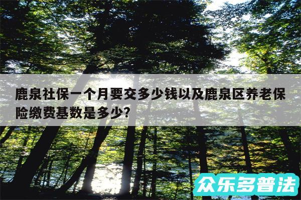 鹿泉社保一个月要交多少钱以及鹿泉区养老保险缴费基数是多少?