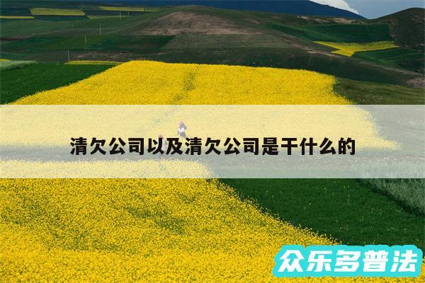 清欠公司以及清欠公司是干什么的