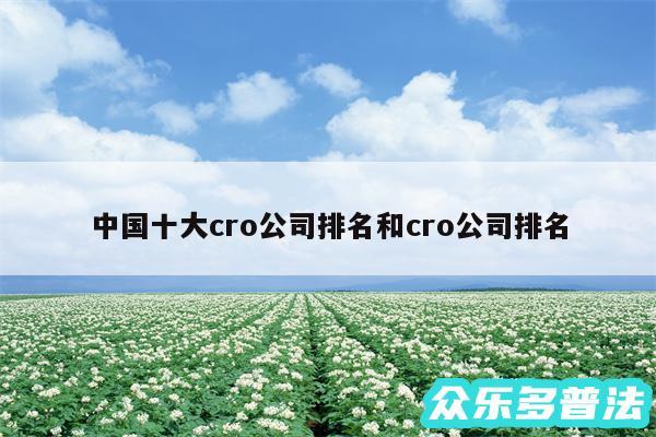 中国十大cro公司排名和cro公司排名