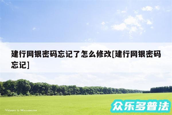 建行网银密码忘记了怎么修改及建行网银密码忘记