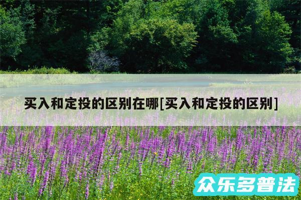 买入和定投的区别在哪及买入和定投的区别