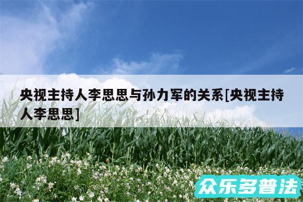 央视主持人李思思与孙力军的关系及央视主持人李思思