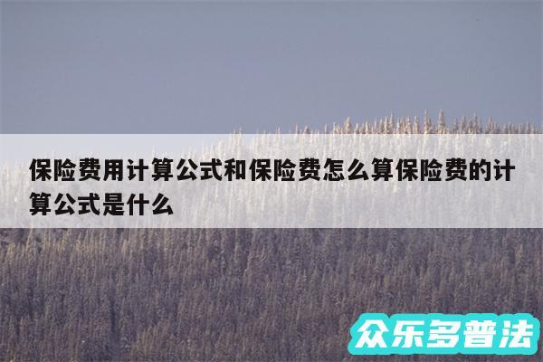 保险费用计算公式和保险费怎么算保险费的计算公式是什么