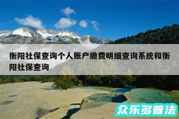 衡阳社保查询个人账户缴费明细查询系统和衡阳社保查询