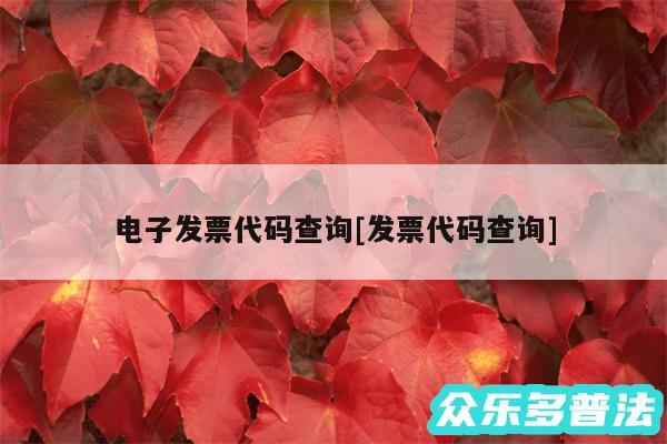电子发票代码查询及发票代码查询
