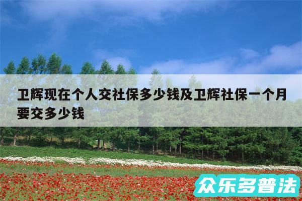 卫辉现在个人交社保多少钱及卫辉社保一个月要交多少钱