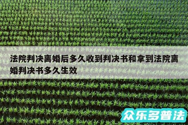 法院判决离婚后多久收到判决书和拿到法院离婚判决书多久生效