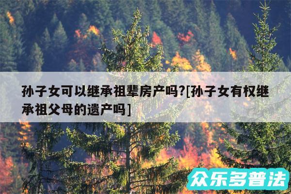 孙子女可以继承祖辈房产吗?及孙子女有权继承祖父母的遗产吗