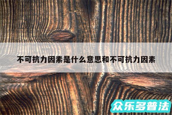 不可抗力因素是什么意思和不可抗力因素