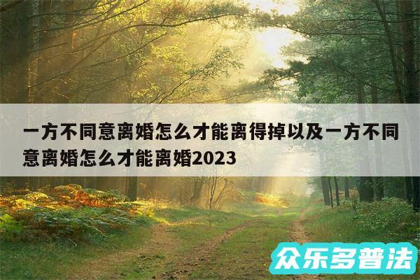 一方不同意离婚怎么才能离得掉以及一方不同意离婚怎么才能离婚2024
