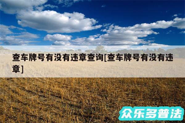 查车牌号有没有违章查询及查车牌号有没有违章