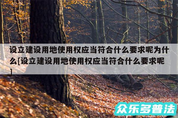 设立建设用地使用权应当符合什么要求呢为什么及设立建设用地使用权应当符合什么要求呢