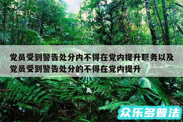 党员受到警告处分内不得在党内提升职务以及党员受到警告处分的不得在党内提升